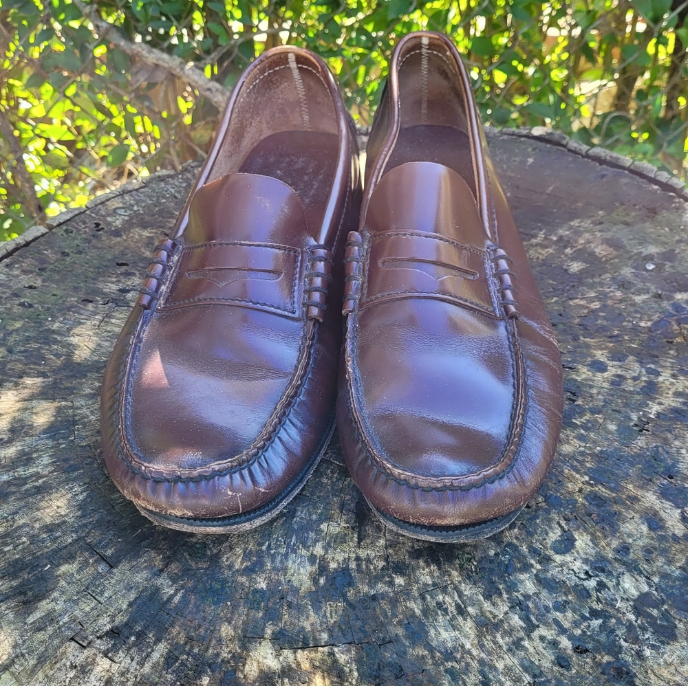 Men Vintage Brown Penny Loafers Size 10/Men Dress Shoes/ Men Slip On Shoes - Picture 3 of 8
